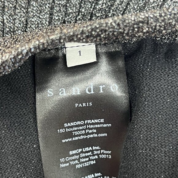 Sandro Paris Metallic Striped Midi Skirt Size 1 US Size SMALL Gray Silver - Picture 4 of 7